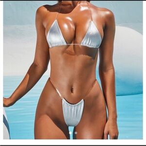 Oh Polly Bikini Set (Silver) - Size Small/Medium